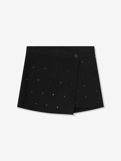 Msgm Kids' Girls Tech Fabric Skort In Black