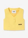 Msgm Embroidered-logo Waistcoat In Yellow