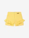 Msgm Girls Technical Fabric Shorts In Yellow