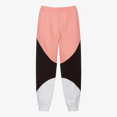 Msgm Girls Teen Pink Colour Block Joggers In Multi