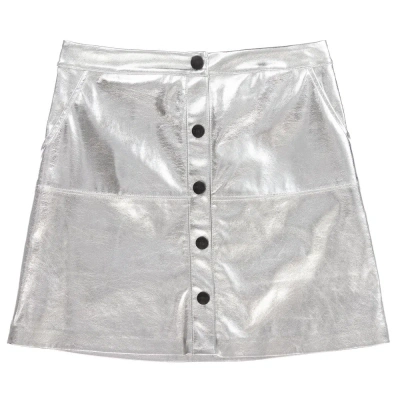 Msgm Girls Teen Silver Faux Leather Skirt