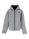 Msgm Hooded Zip-up Jacket In Blue
