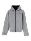 Msgm Hooded Zip-up Jacket In Gray