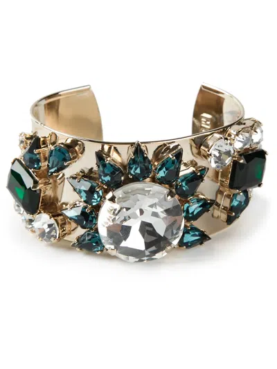Msgm Glass Embellished Cuff In Orange