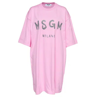 Msgm Glitter Brushstroke T-shirt In Pink