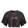 Msgm Glitter Cropped Blouse In Black