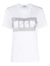 Msgm Glitter-logo Cotton T-shirt In White