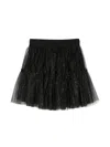 Msgm Glittered Tulle Mini Skirt In 黑色