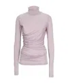 Msgm Glitter Turtleneck Top In Pink