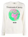 Msgm Globe-print Sweatshirt In White