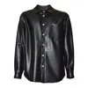 Msgm Glossy Black Casual Shirt With Classic Collar And Buttoned Cuffs In Black