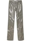 Msgm Glossy-finish Straight-leg Trousers In Grey