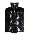 Msgm Glossy Padded Zip-up Gilet In Black