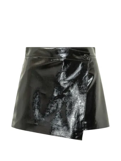 Msgm Shiny Wallet Shorts In Black