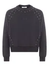 Msgm Gold-stud Embellished Sweatshirt In Green