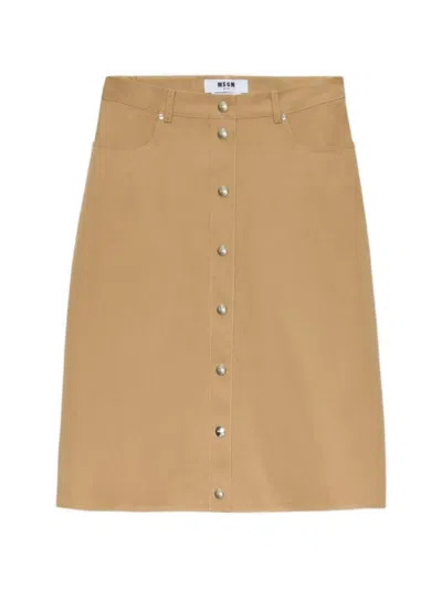 Msgm Gonna Midi Con Bottoni  In Neutral