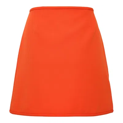 Msgm Gonna Skirt With Side Fold Detail In Orange
