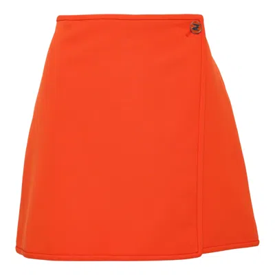Msgm Gonna Skirt With Side Fold Detail In Orange