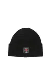 Msgm Rose-patch Ribbed Beanie Accessories In Black