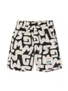 Msgm Graffiti Logo-print Shorts In Neutrals