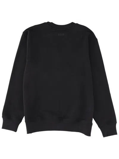 Msgm Graphic Cotton Sweatshirt In Black