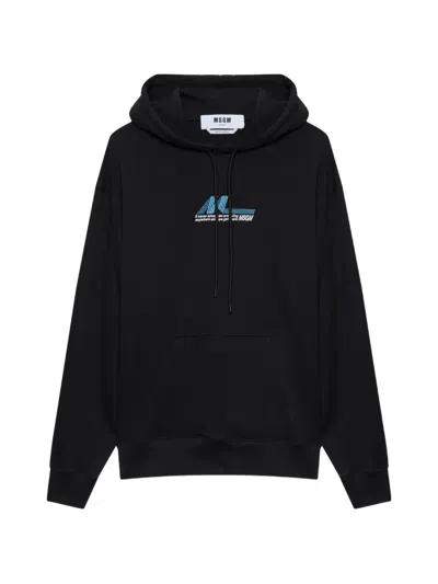 Msgm Graphic Hoodie In Black