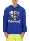 Msgm Graphic Print Hooded Sweatshirt With Kangaroo Pocket