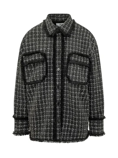 Msgm Graphic Logo T-shirt In Gray