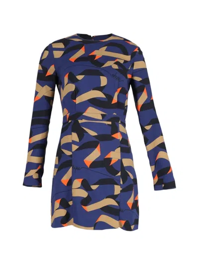 Pre-owned Msgm Graphic-pattern Mini Dress In Blue