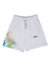 Msgm Graphic-print Cotton Causal Short In Grey