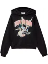 Msgm Graphic Hooded Fleece Top In Black