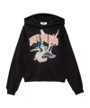 Msgm Graphic Hooded Fleece Top In Black