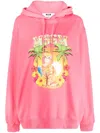 Msgm Graphic-print Cotton Hoodie In Rosa