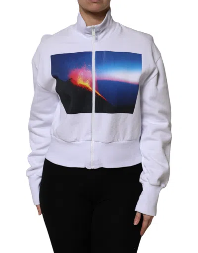 Msgm Graphic Print Cotton Long Sleeves Full Zip Bomber Women's Jacket