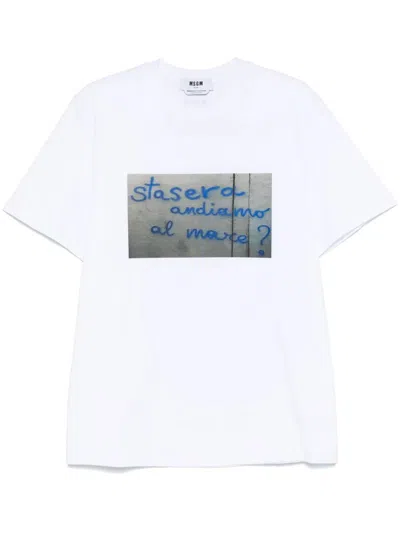 Msgm Graphic-print Cotton T-shirt