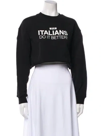 Pre-owned Msgm Graphic Print Crew Neck Crop Top In Black