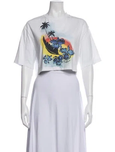 Pre-owned Msgm Graphic Print Crew Neck Crop Top In Multicolor
