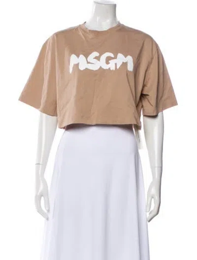 Pre-owned Msgm Graphic Print Crew Neck Crop Top In Neutral