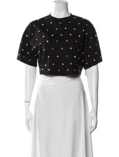 Pre-owned Msgm Graphic Print Crew Neck Crop Top In White