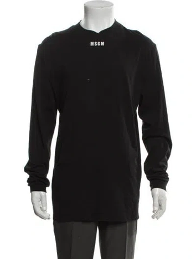 Pre-owned Msgm Graphic Print Crew Neck Henley In Black