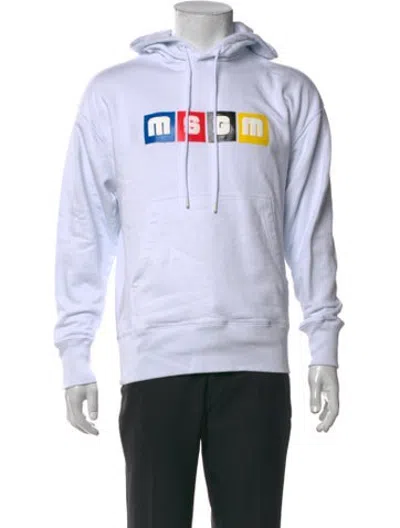 Pre-owned Msgm Graphic Print Crew Neck Hoodie In White
