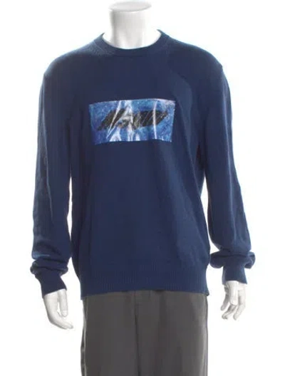 Pre-owned Msgm Graphic Print Crew Neck Pullover In Blue