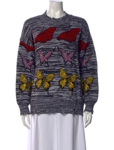 Pre-owned Msgm Graphic Print Crew Neck Sweater In Multicolor