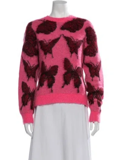 Pre-owned Msgm Graphic Print Crew Neck Sweater In Pink