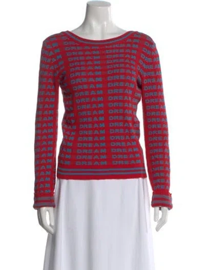 Pre-owned Msgm Graphic Print Crew Neck Sweater In Red