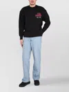Msgm Black Sweatshirt With Front And Back Logo Print
