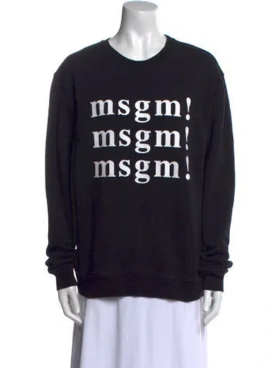 Pre-owned Msgm Graphic Print Crew Neck Sweatshirt In Black