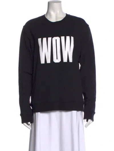 Pre-owned Msgm Graphic Print Crew Neck Sweatshirt In Black
