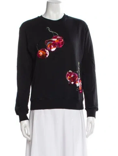 Pre-owned Msgm Graphic Print Crew Neck Sweatshirt In Black