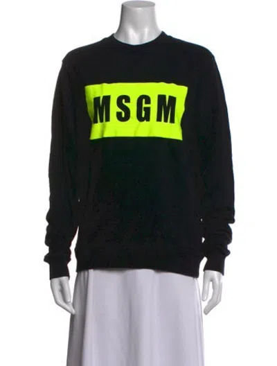 Pre-owned Msgm Graphic Print Crew Neck Sweatshirt In Black